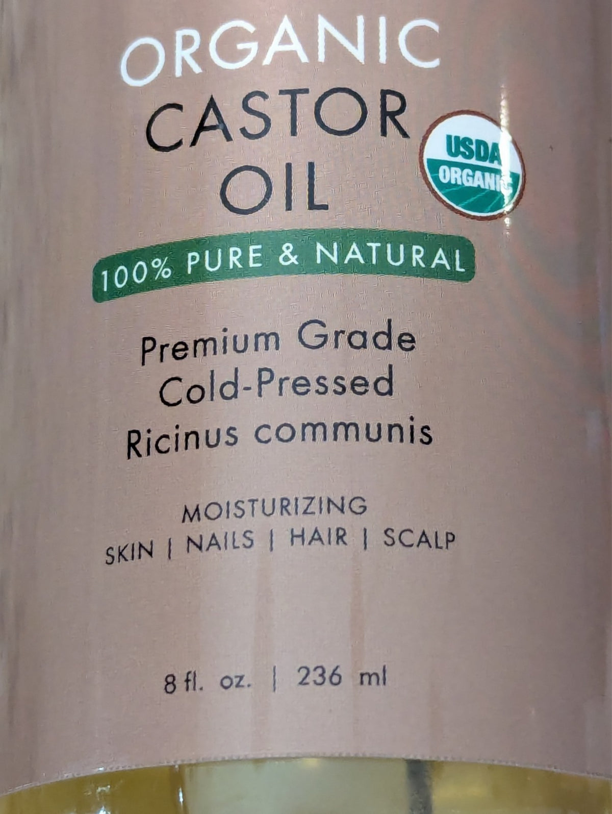 Organic Castor Oil with Pump - Cold Pressed 8 fl oz - Natural Skin & Hair Care