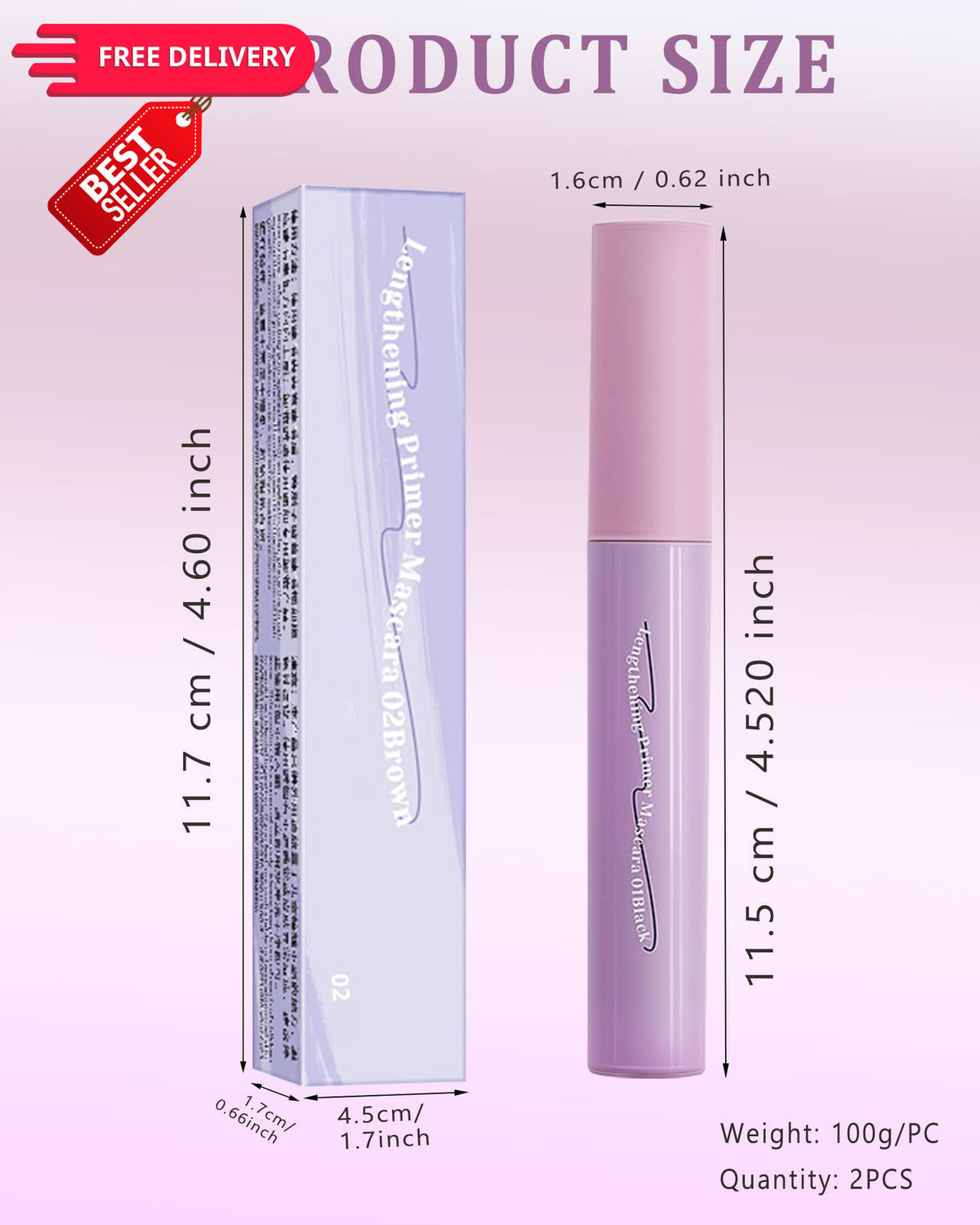 Eyebrow and Eyelash Mascara for Seniors 60+ - Waterproof, Smudge-Proof, Set of 2