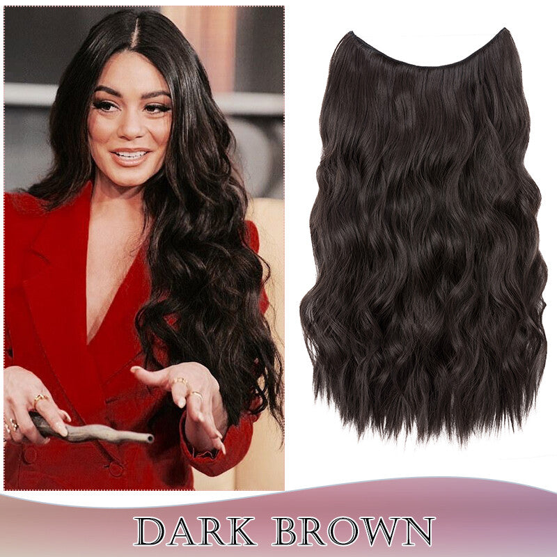 Invisible Wire Clip-In Hair Extensions with Clips & Replacement Wires - Natural & Wavy, 20/24 Inch