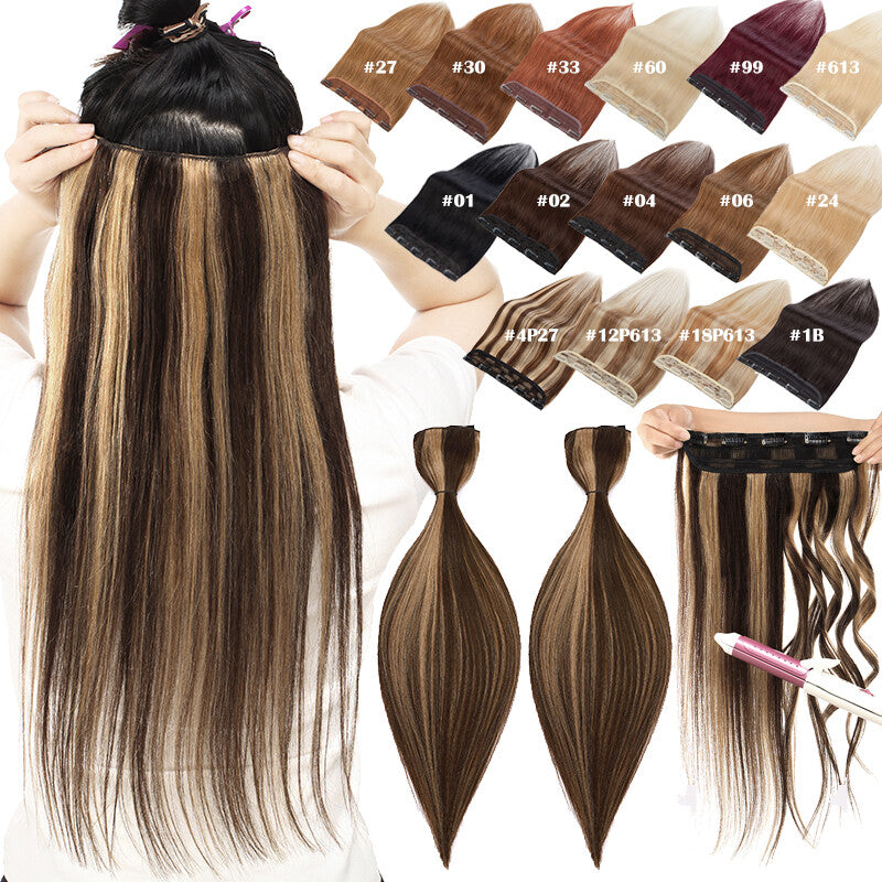 Remy Human Hair Clip-In Extensions Full Head Weft - Thick & Natural Look