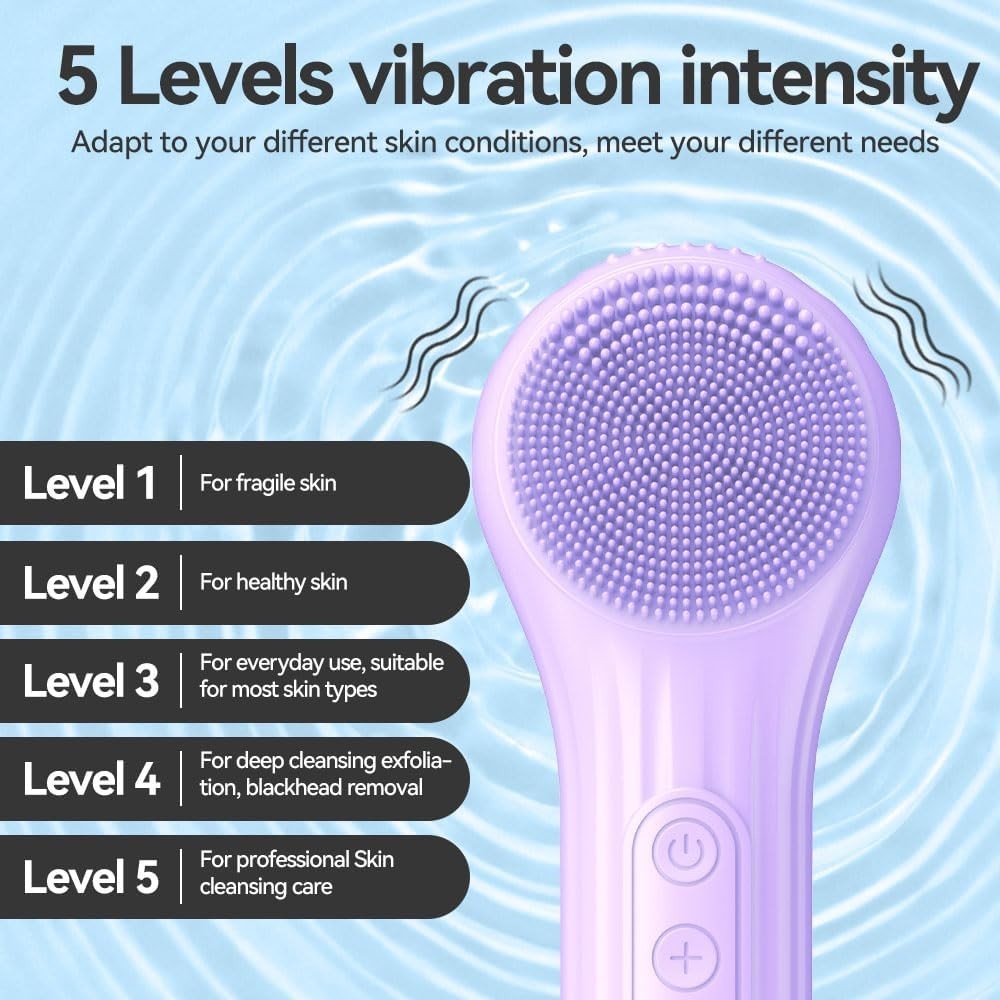Electric Silicone Facial Cleansing Brush with Heating & Vibration – Waterproof Skin Care Tool