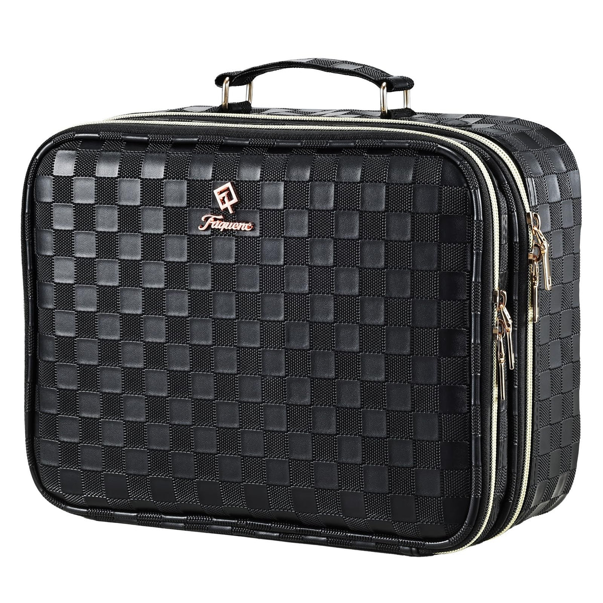 Travel Makeup Bag with LED Lighted Mirror and Double Layer Storage