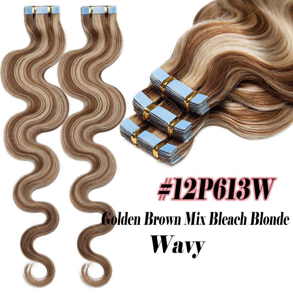 Thick Tape in Remy Human Hair Extensions Invisible Skin Weft Full Head