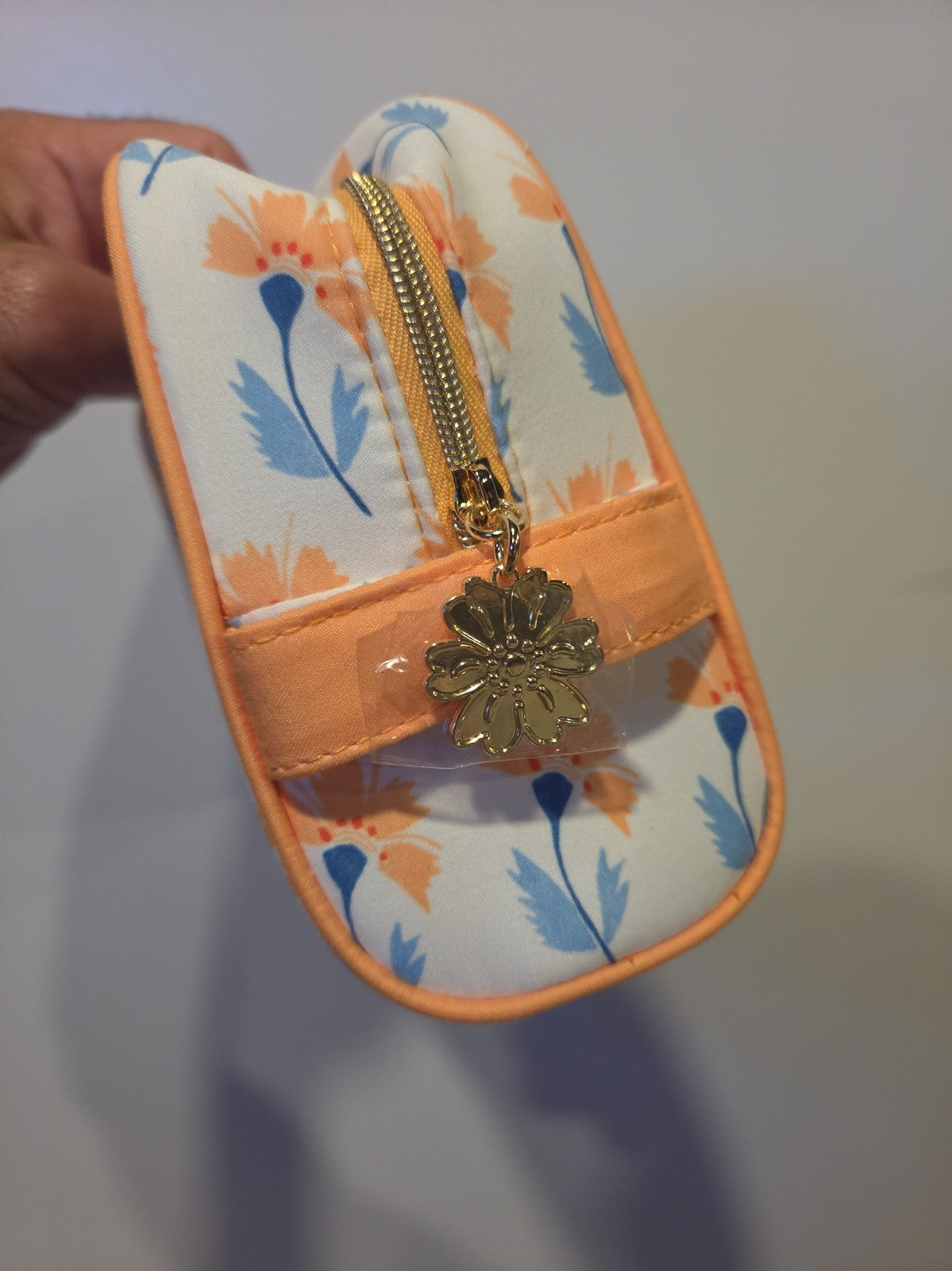 Makeup Cosmetic Bag with Floral Print Zipper Organizer