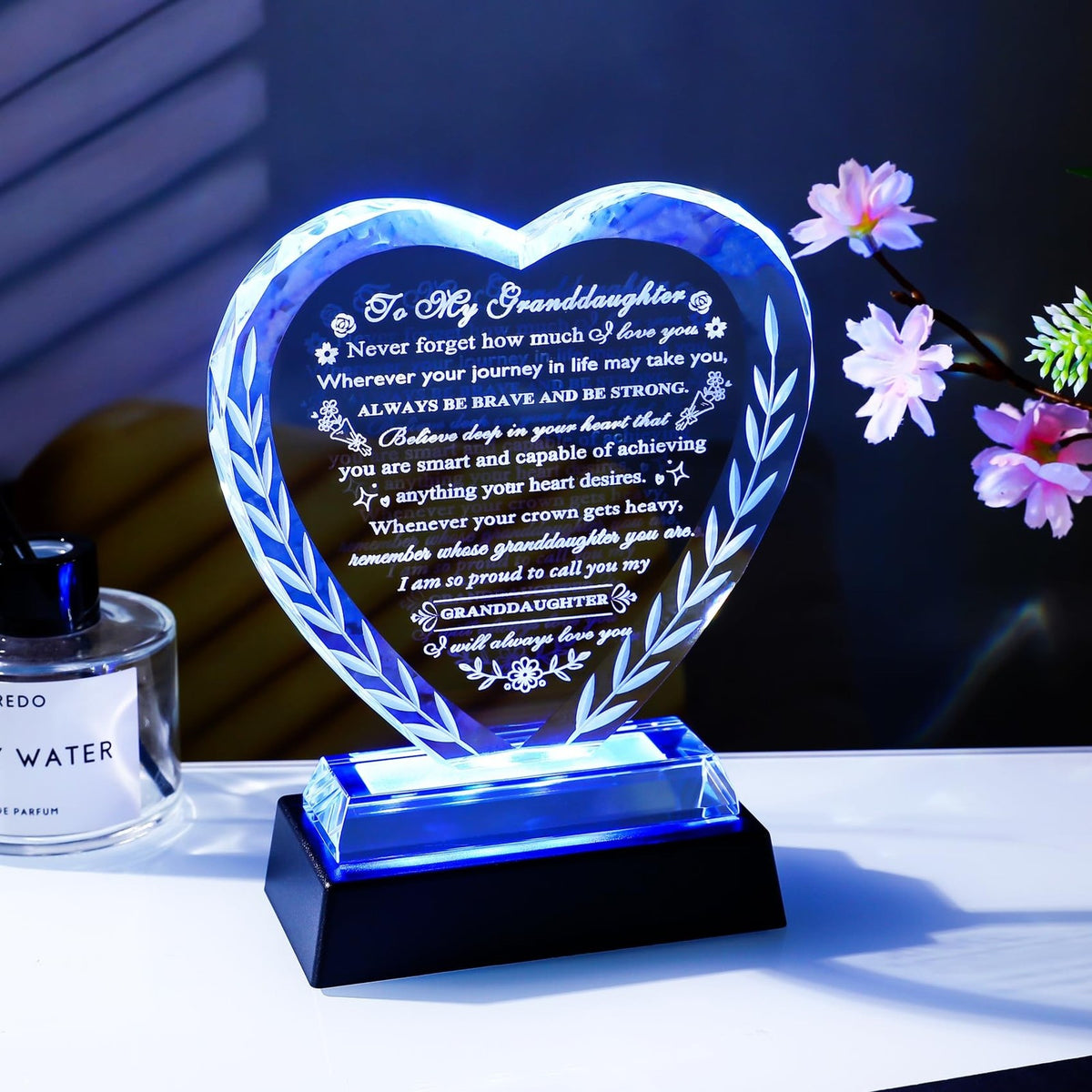 Crystal Keepsake Gift for Granddaughter from Grandma Grandpa - Heart-Shaped Present