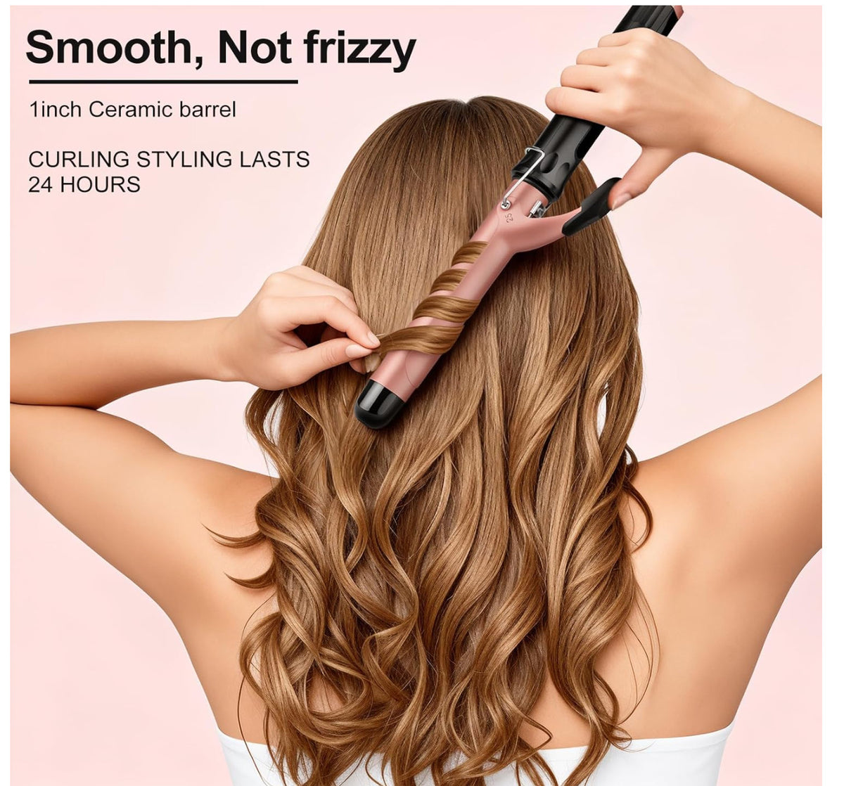 Ceramic Barrel Curling Iron Wand - 1 Inch Professional Hair Curler with Adjustable Heat