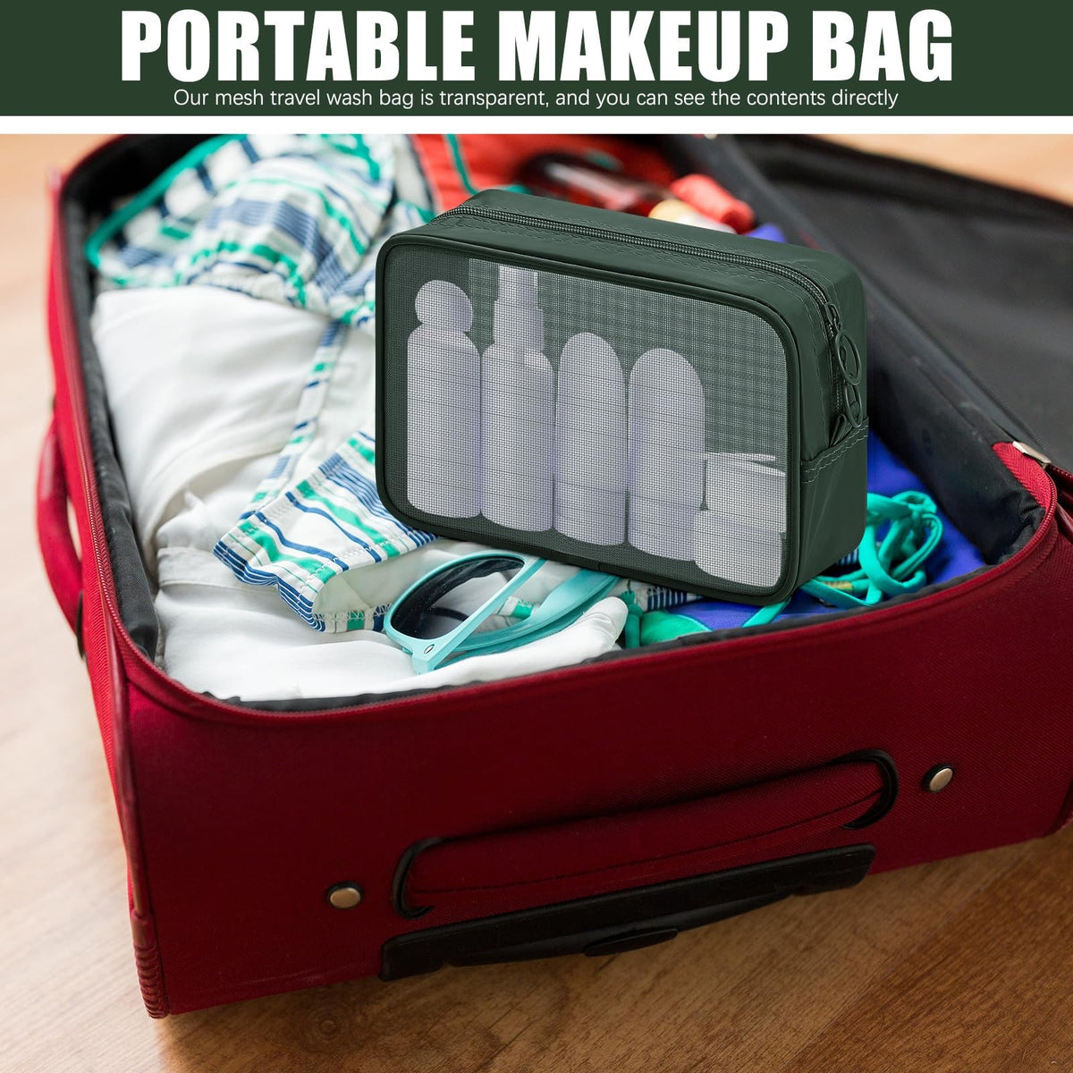 Mesh Makeup and Travel Toiletry Bags Set - 4 Pcs Transparent Nylon Organizers