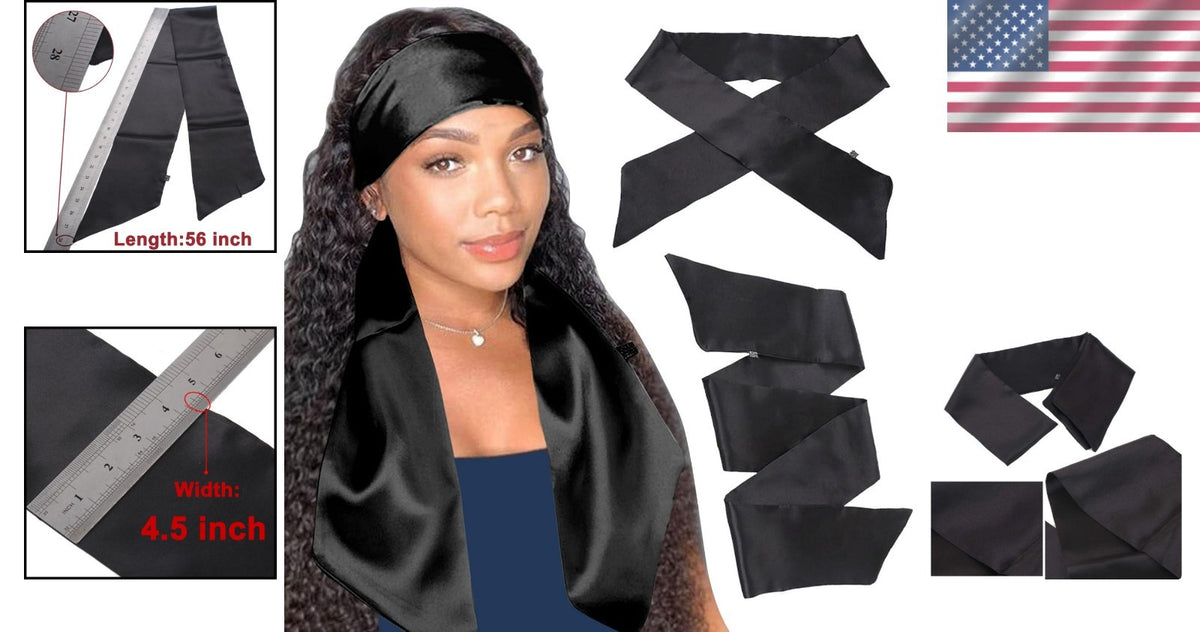 Women’s Satin Edge Hair Wrap - 56-Inch Non-Slip Head Scarf for Yoga & Makeup