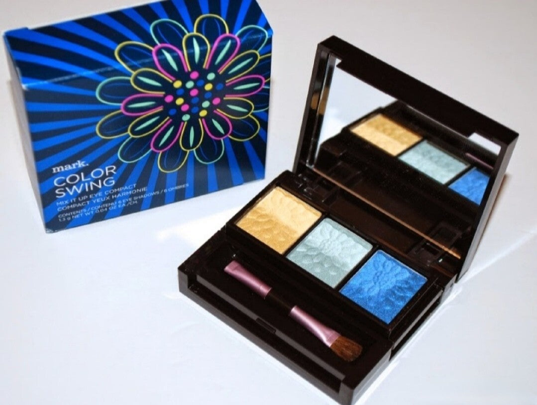 Avon Color Swing Mix It Up Eye Compact - Blue, Yellow & Brown Shades