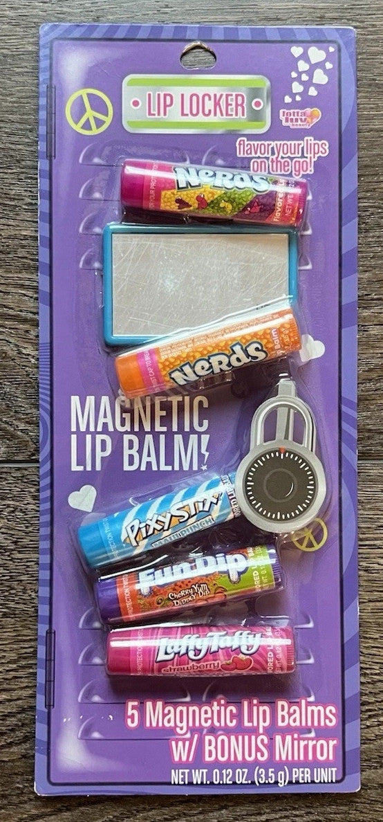 Lip Locker Magnetic Lip Balm Set with Bonus Mirror - Lotta Luv, Pack of 5
