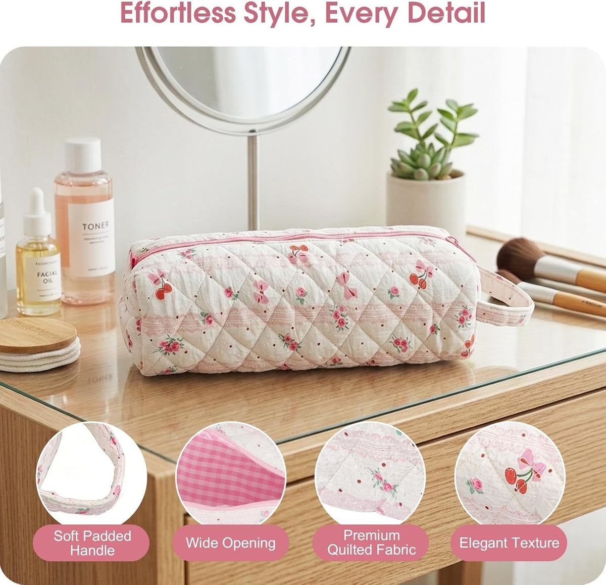 Travel Hair Tool Organizer Bag Pink Portable Dryer & Curling Iron Case
