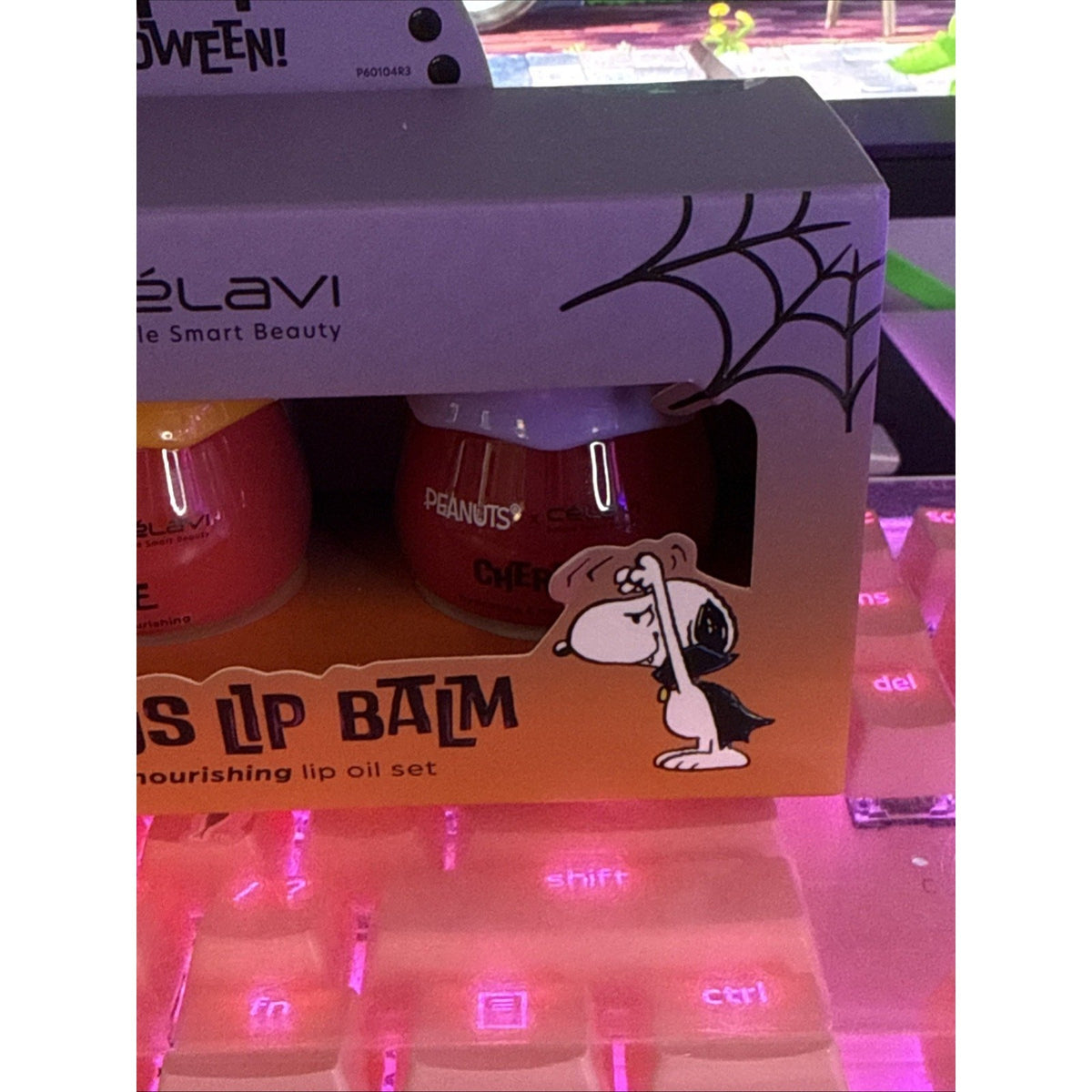 Lip Balm Oil Set with Cherry and Rose Flavors - Snoopy Halloween Boo-Licious 3 Piece