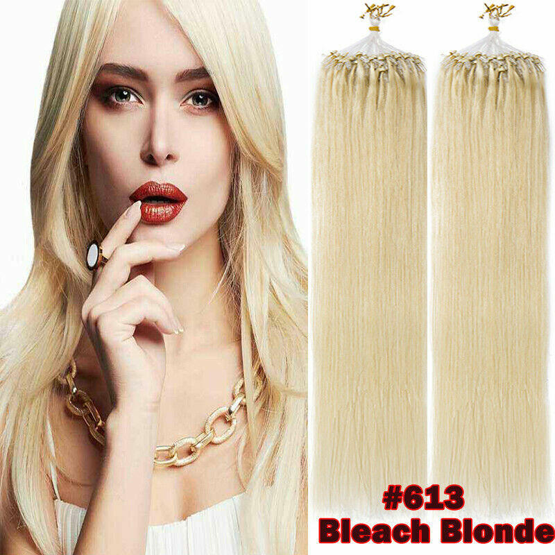 Micro Ring Loop Beads Tip Link Hair Extensions - 100% Remy Human Hair, Straight