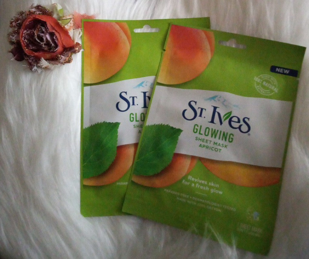 St. Ives Apricot Glowing Sheet Mask Duo – 100% Natural, Paraben Free