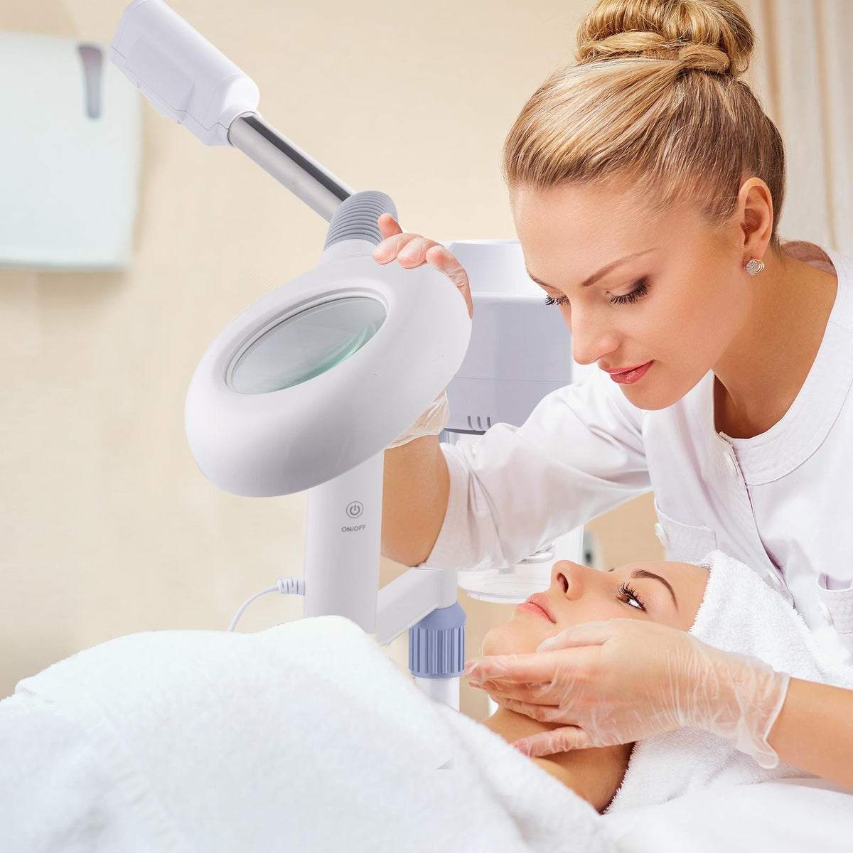 Professional Facial Steamer with Magnifying Lamp - 2-in-1 Ozone Hot Mist