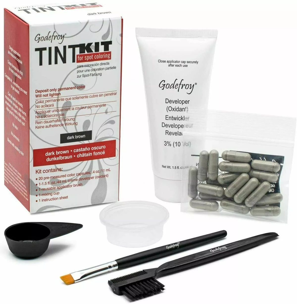 Dark Brown Beard & Mustache Tint Kit - 20 Applications