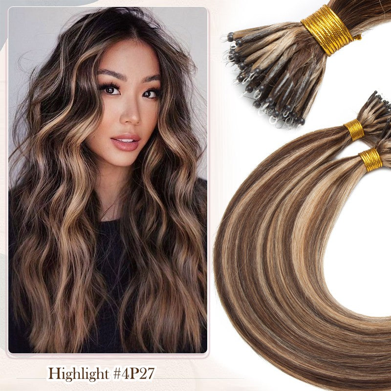 Nano Beads Hair Extensions 100% Remy Human Hair Balayage Ombre Blonde