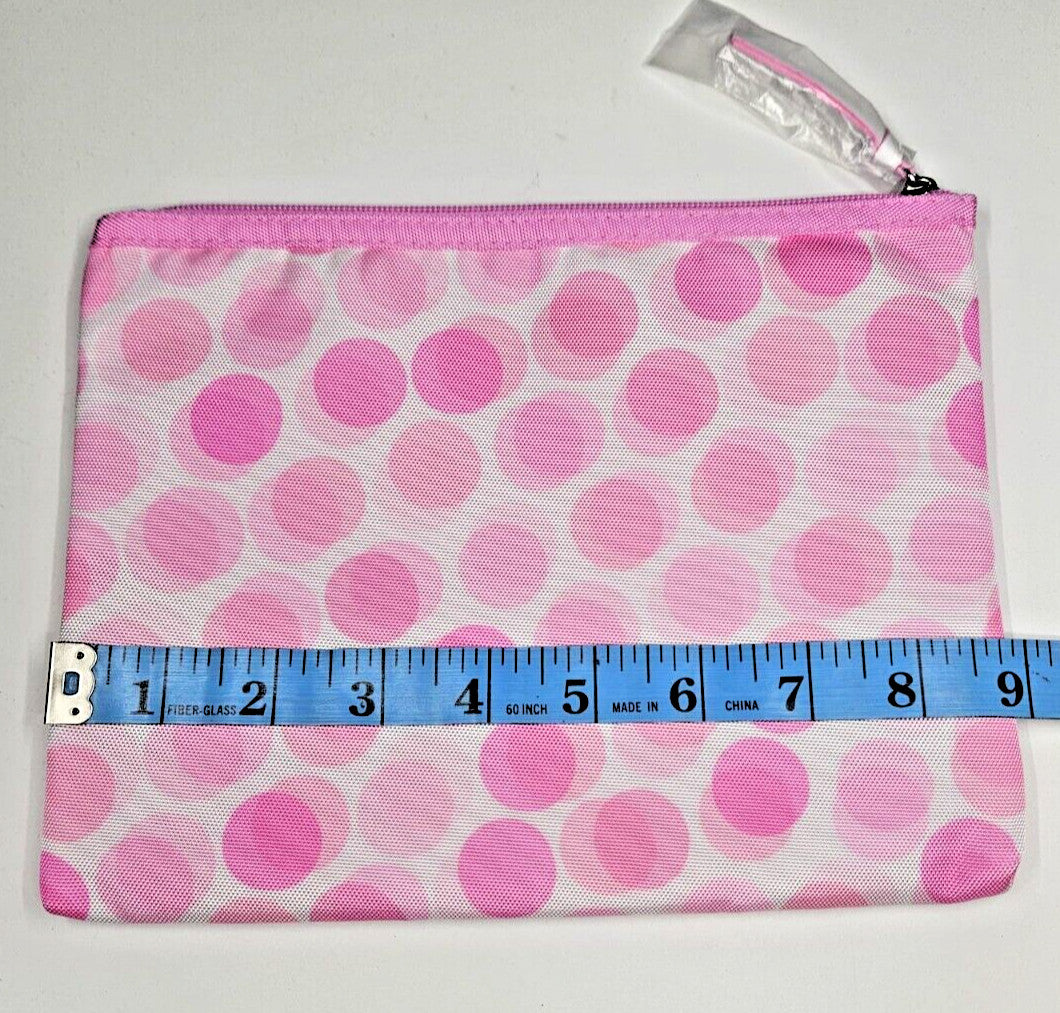 Travel Makeup Bag - Pink Polka Dot Cosmetic Organizer