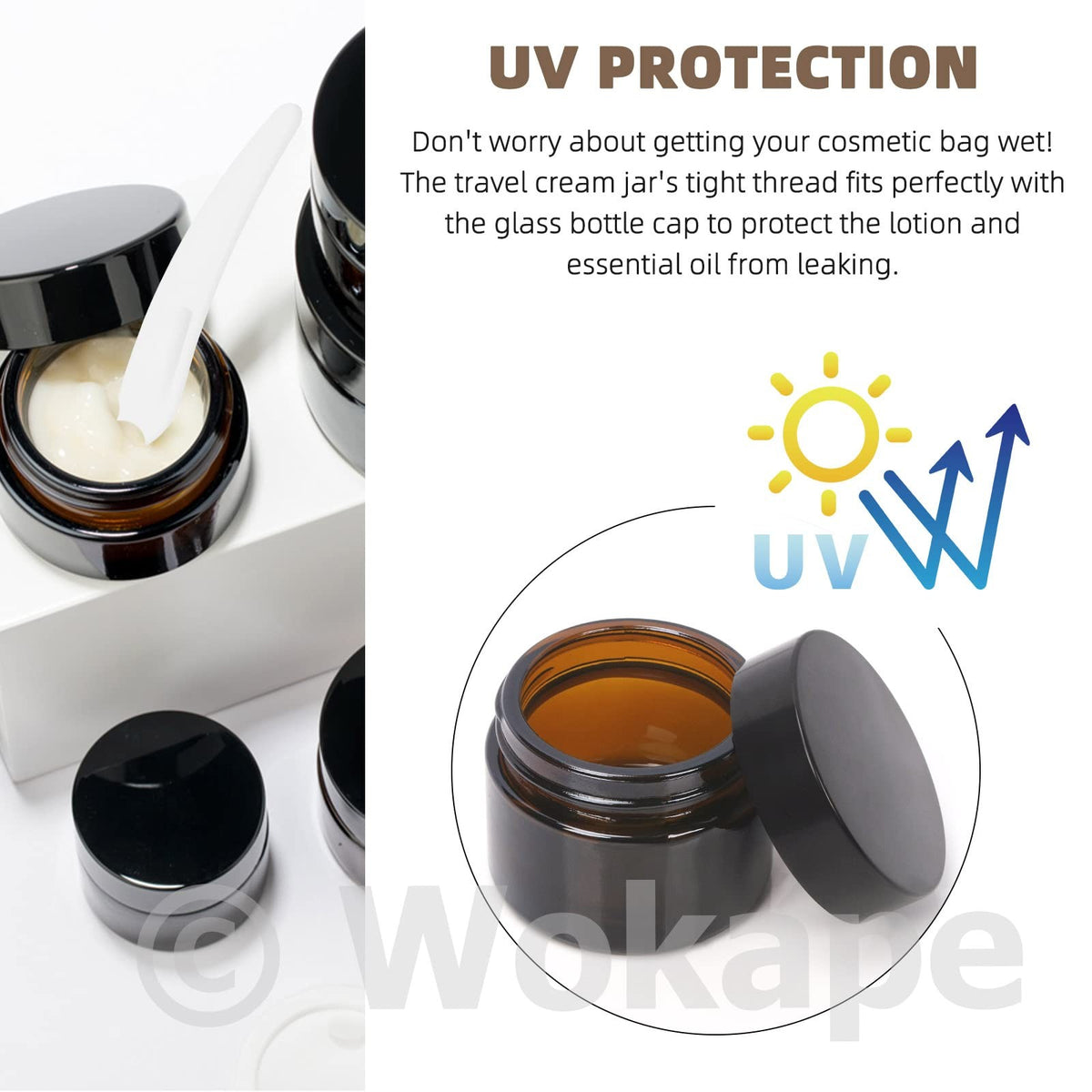20-Piece 10ml Amber Glass Cosmetic Jars with Leak-Proof Lids & Spatulas – Travel & Storage Set