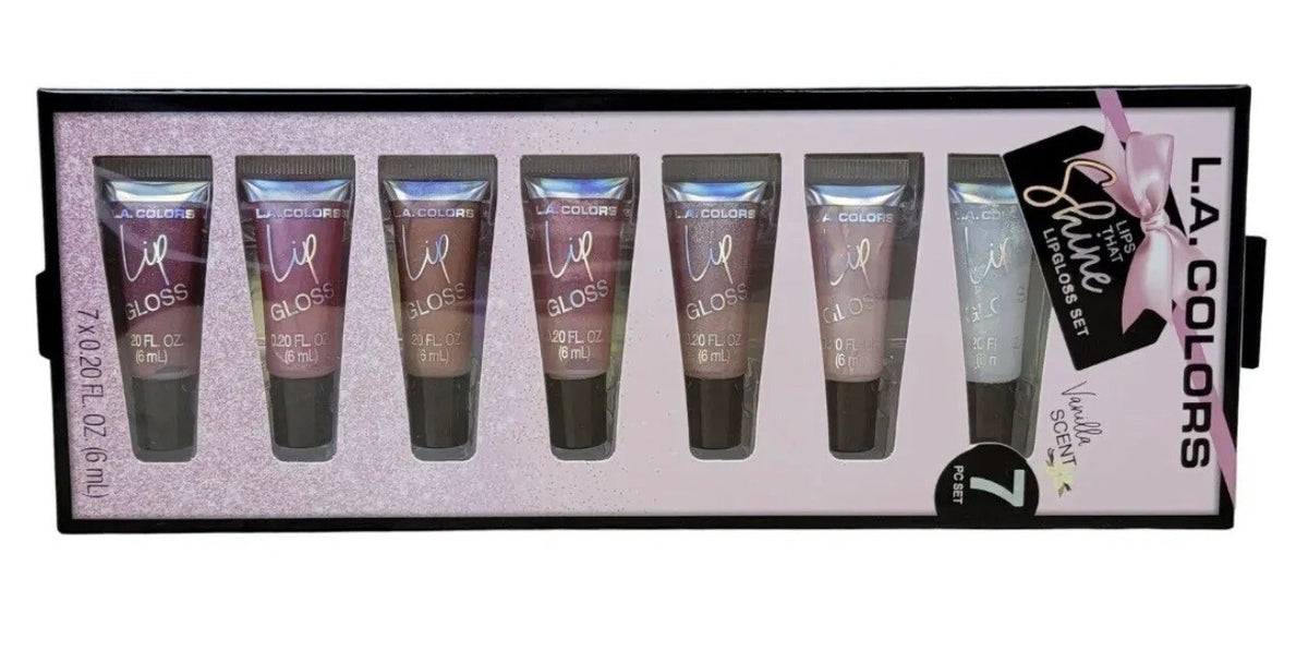 Lip Gloss Set with Vanilla Scent - 7-Piece Lip Makeup Kit, 2 Sets