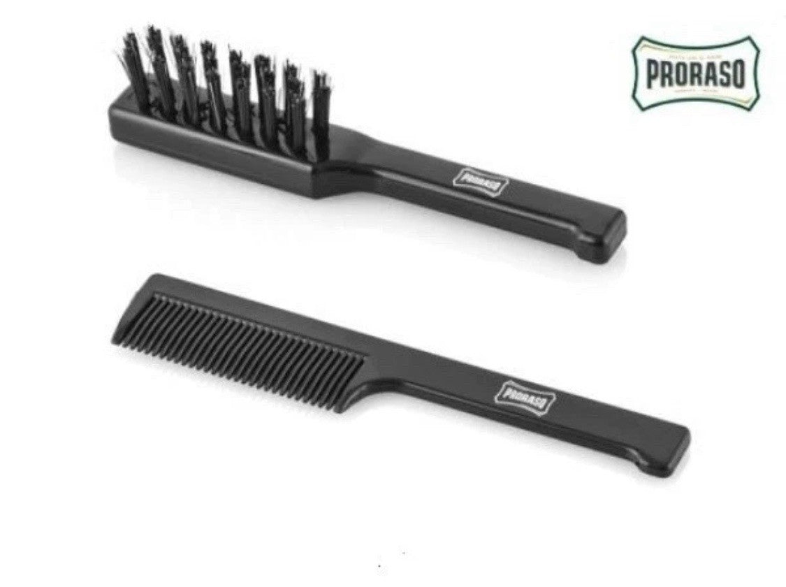 Travel Mustache Comb and Beard Brush Set - Compact Facial Grooming Kit