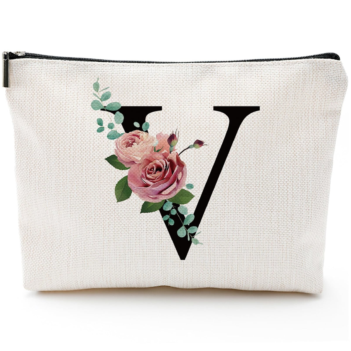 Personalized A-Z Letter Makeup Bag - Monogrammed Cosmetic Travel Organizer