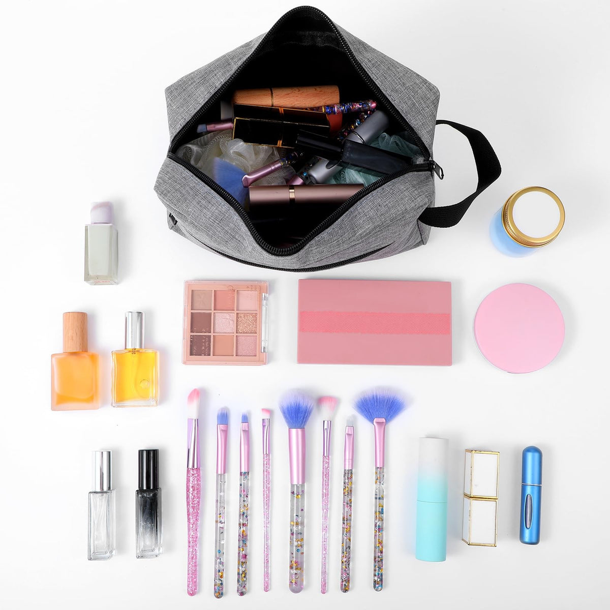 Waterproof Travel Toiletry Bag Set with Handles - 12 pcs Organizer for Men Women