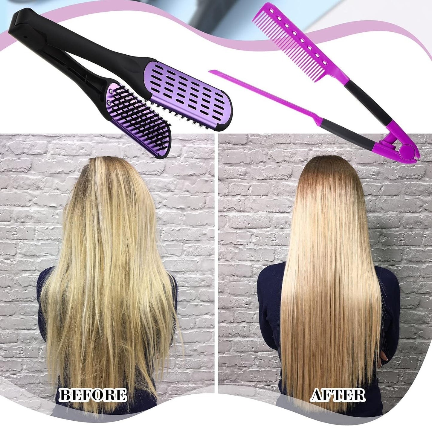 Double-Sided Hair Brush & Styling Comb Set for Effortless Straightening