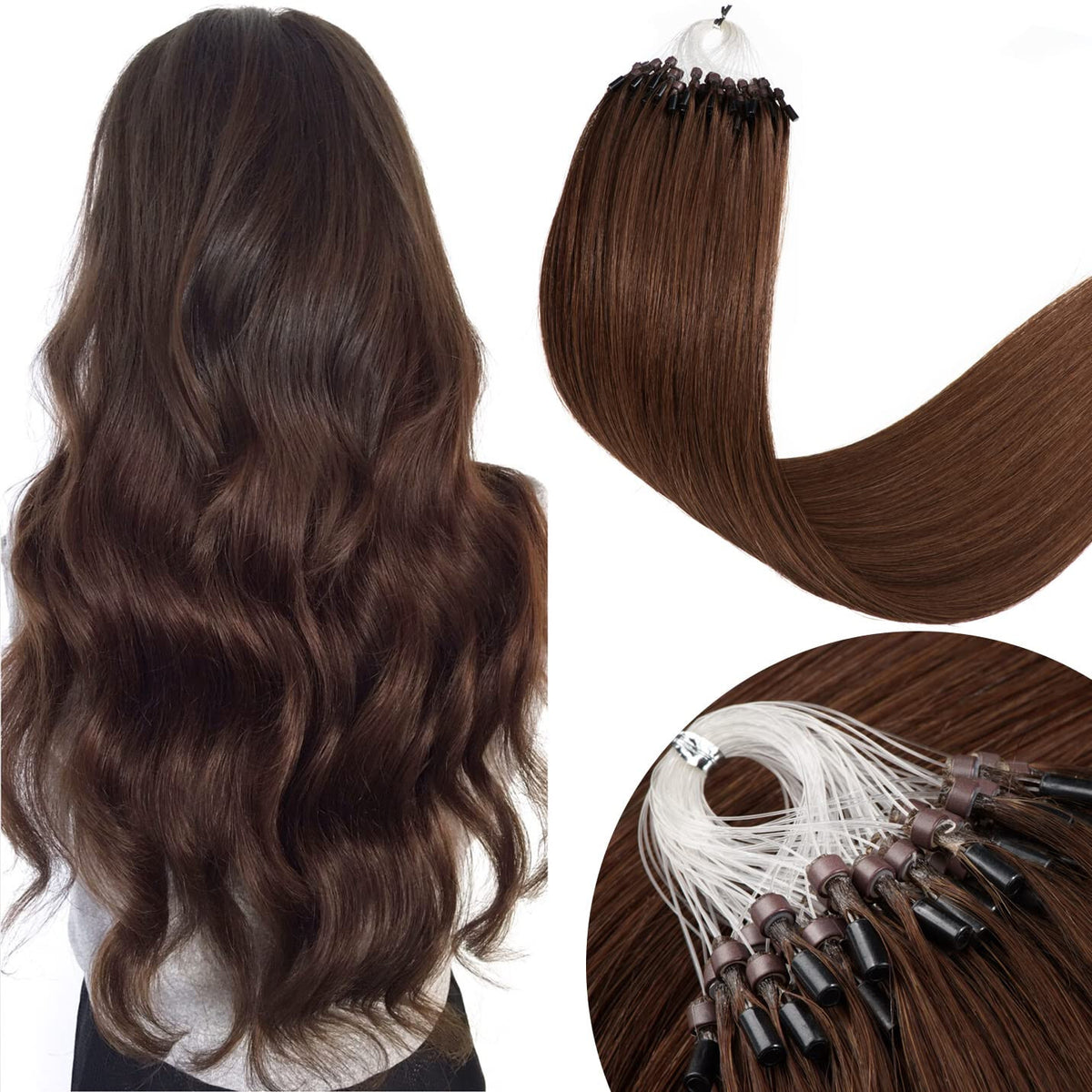 Micro Loop Hair Extensions - Real Human Hair Beads & Link Remy Russian Hair
