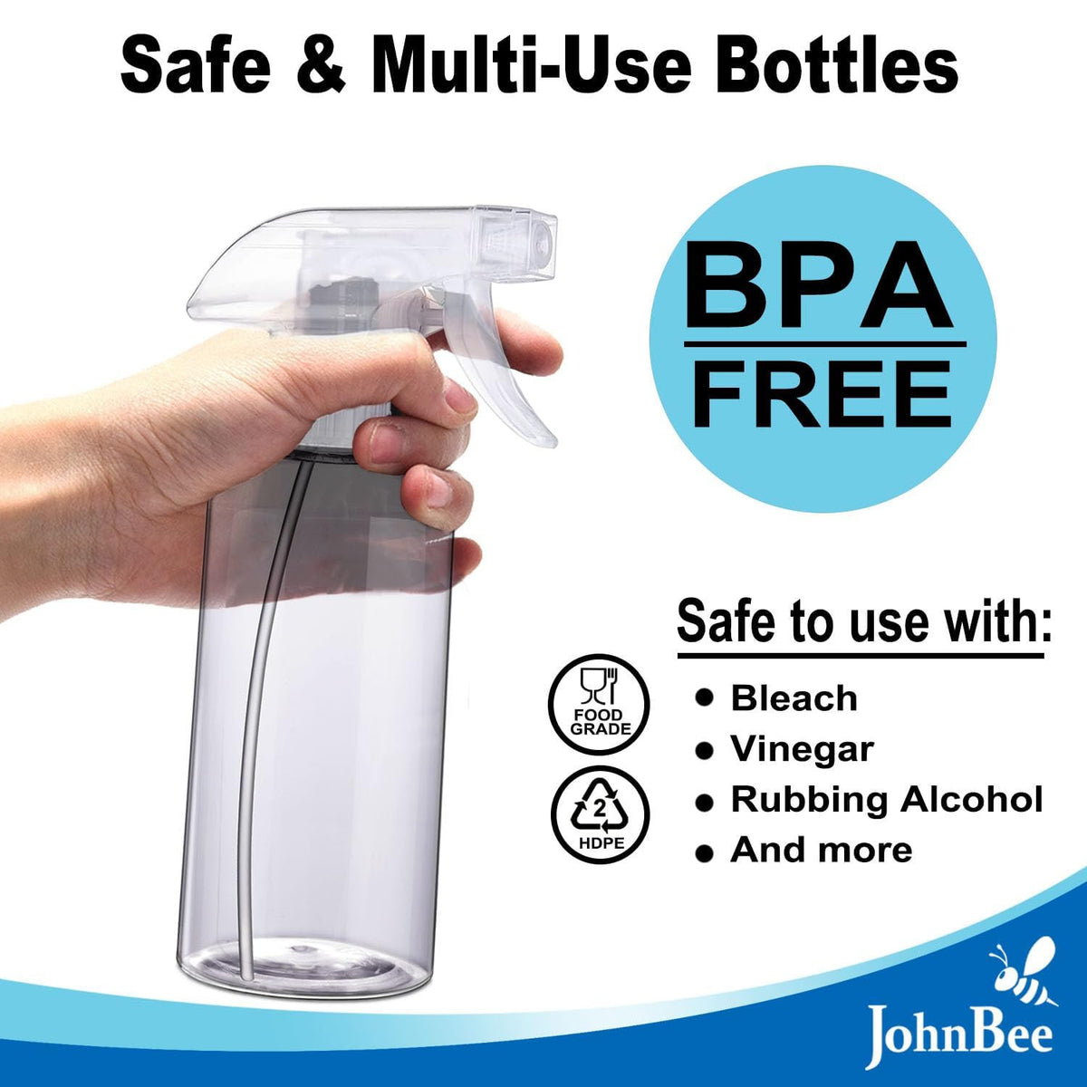 16.9Oz Spray Bottles 2Pack - Adjustable, Leak-Proof Cleaning & Garden Mister