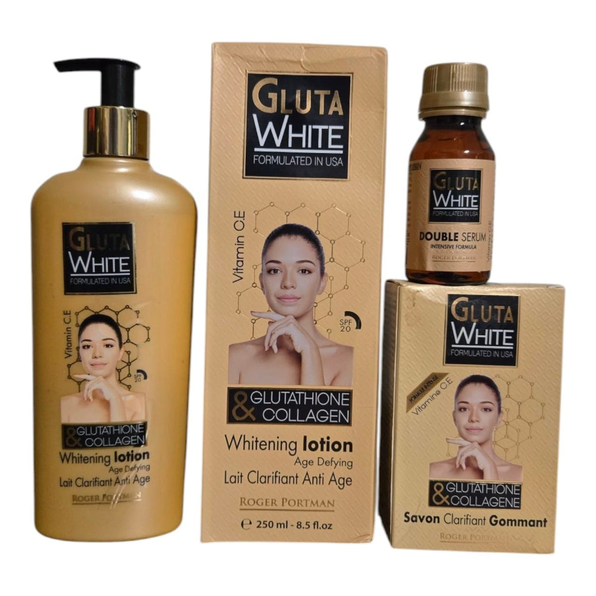Gluta White Age Defying Lotion 250ml with Soap and Serum Set - Collagen & Glutathione