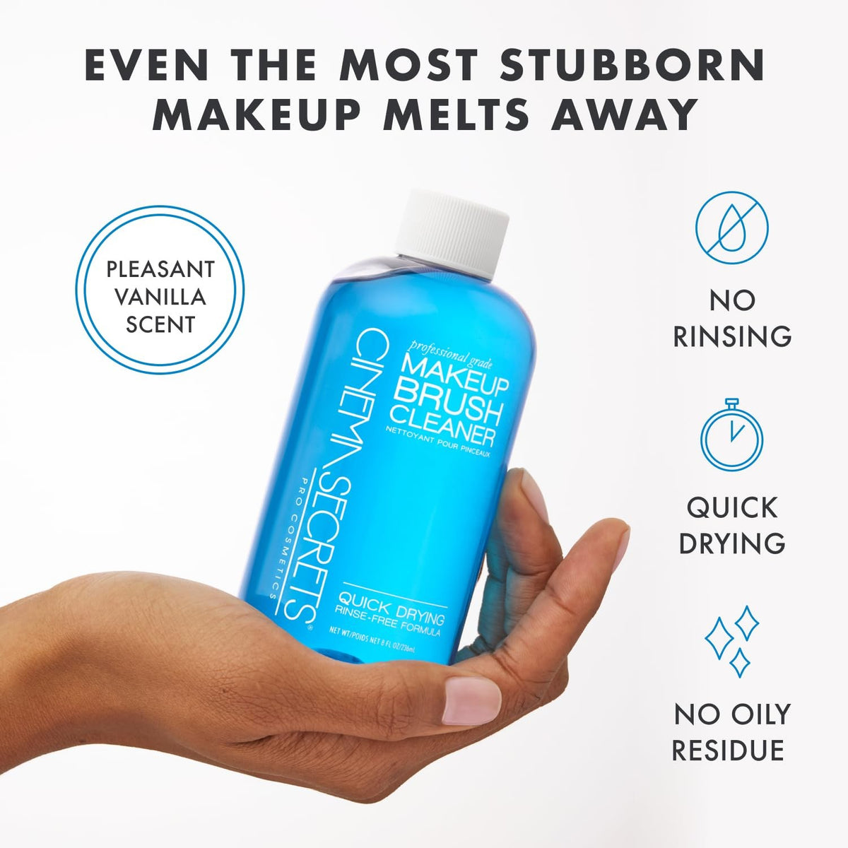Cinema Secrets Blue Vanilla Makeup Brush Cleaner Solution – Quick-Drying
