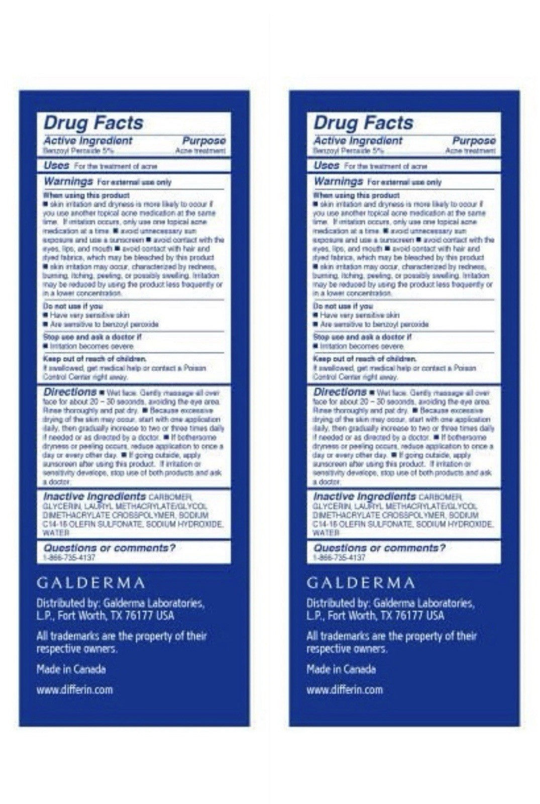 Differin Acne Face Wash with Benzoyl Peroxide - 2 Pack, 4 fl oz