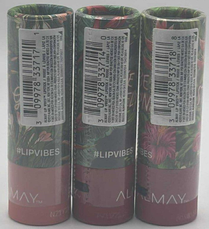 Almay Lip Vibes Cream Lipstick Set - 3 Colors, Sealed, 0.14 OZ Each