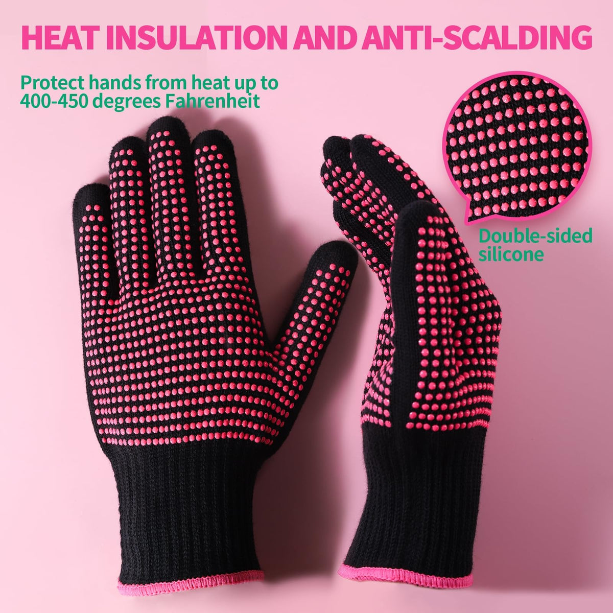 Teenitor 2 Pcs Heat Resistant Gloves With Silicone Bumps,