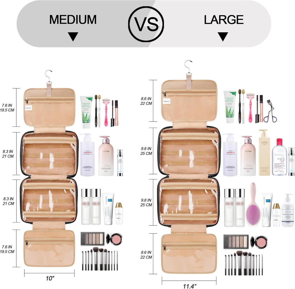 Travel Hanging Toiletry Bag for Women Waterproof Organizer with Jewelry Compartment