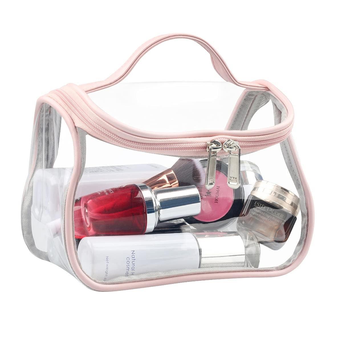 Heavy Duty Clear Cosmetic Bag Waterproof Travel Toiletry Organizer Pink