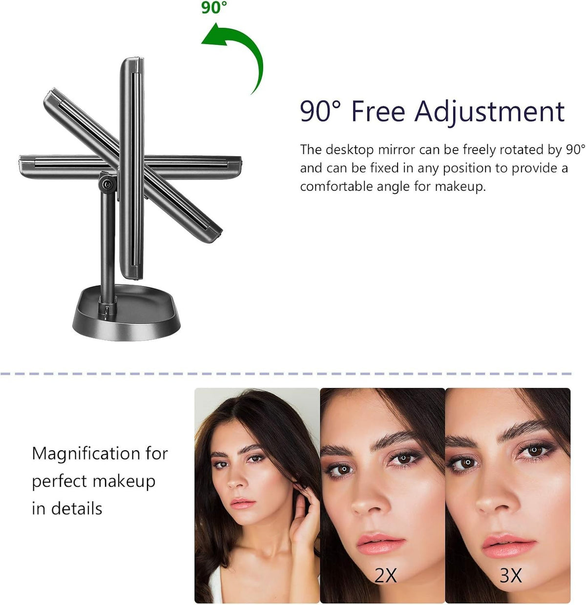 Lighted Makeup Mirror with 21 LED Lights, 3X Magnification, Touch Control