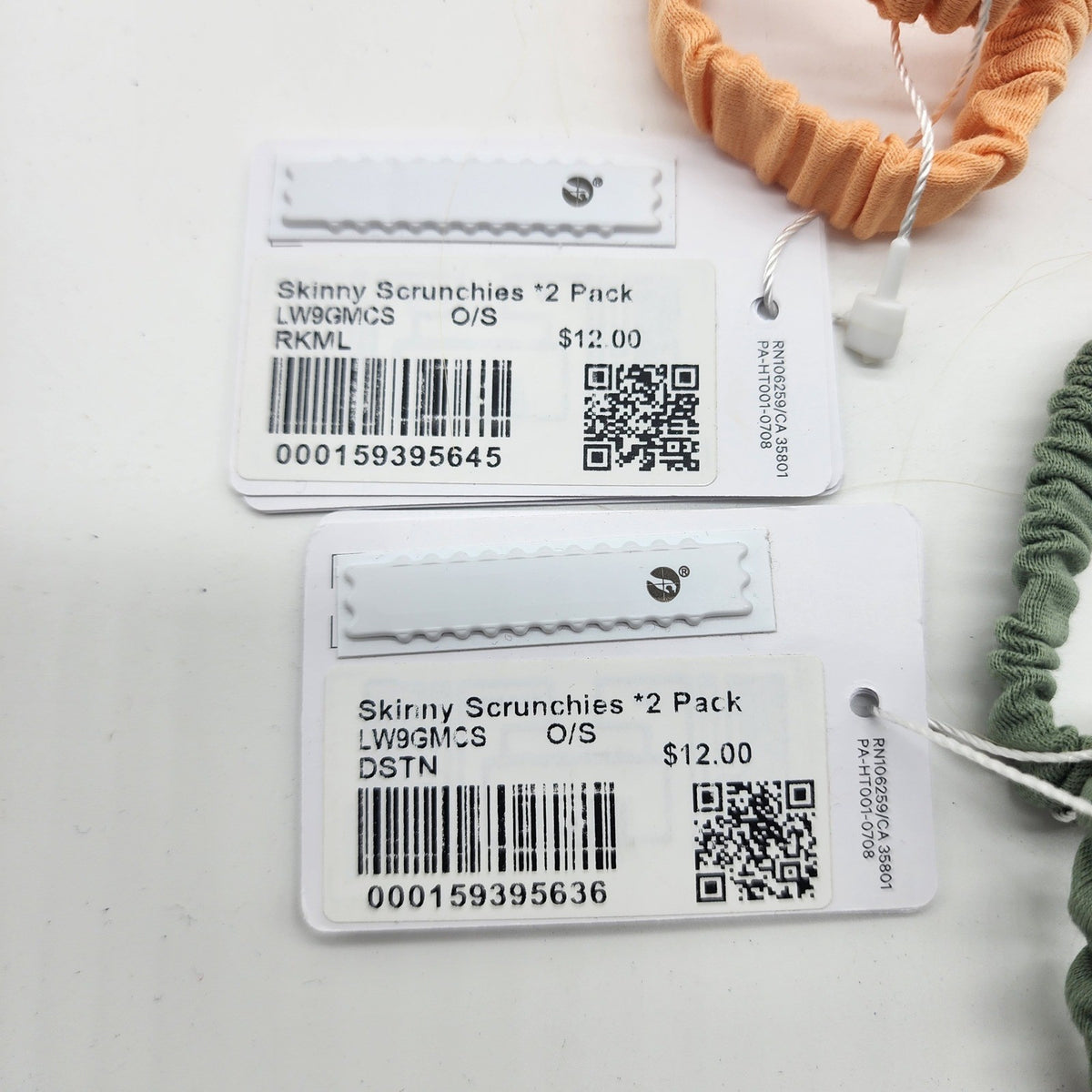 Lululemon Skinny Scrunchies Lot 4 Hair Ties Rock Melon Desert Green