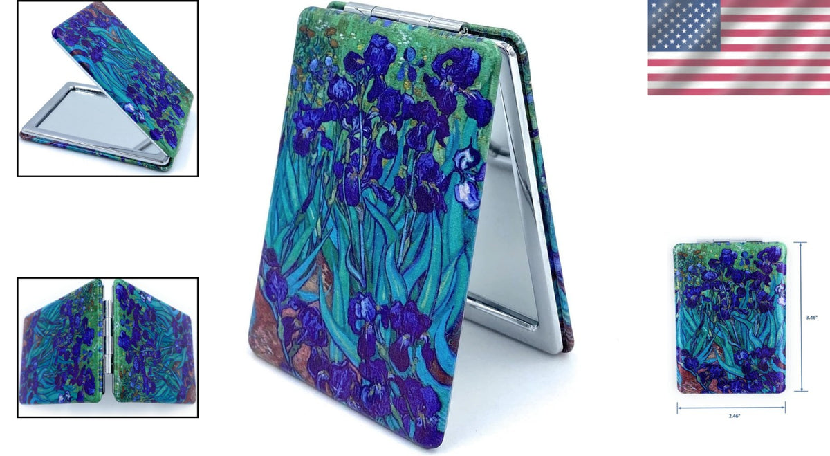 Van Gogh Style Compact Travel Mirror - Foldable with Magnification, 3.46x2.46 Inches