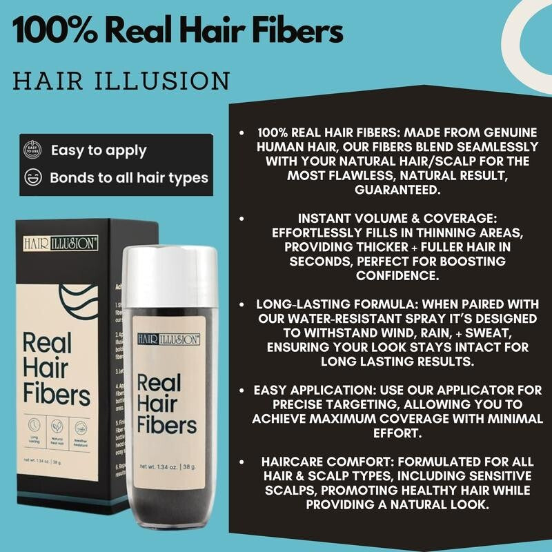 Hair Building Fibers Combo Kit with Spray Applicator & Holding Spray