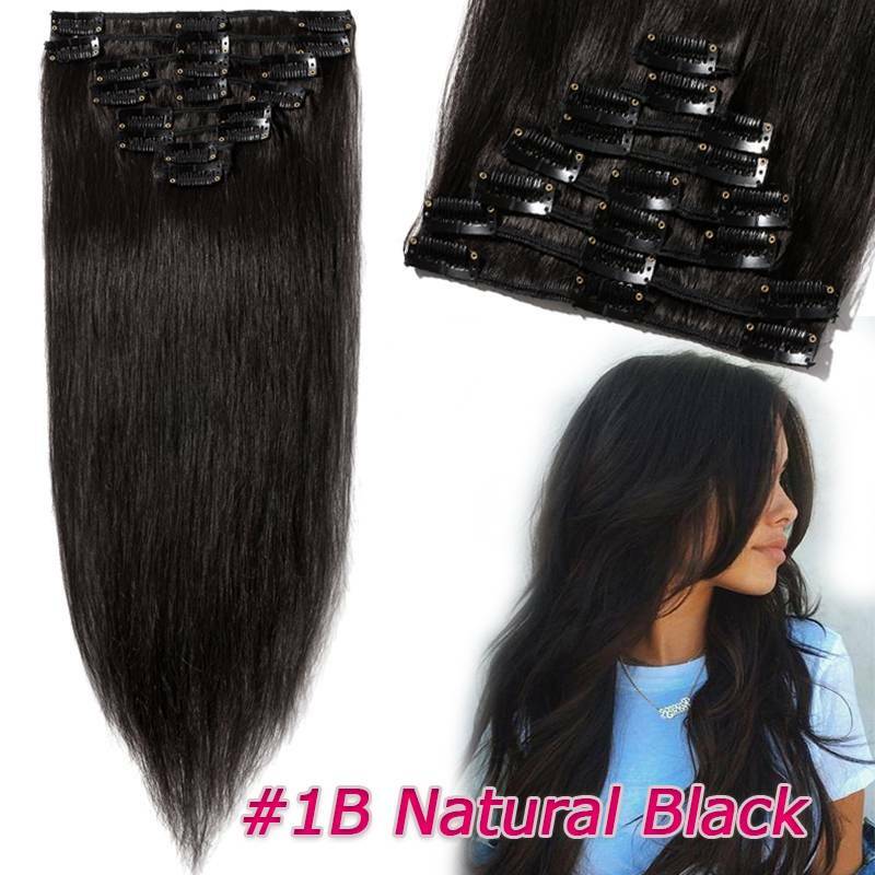 Clip In Human Hair Extensions Full Head 7 or 8 Pieces Remy Hair