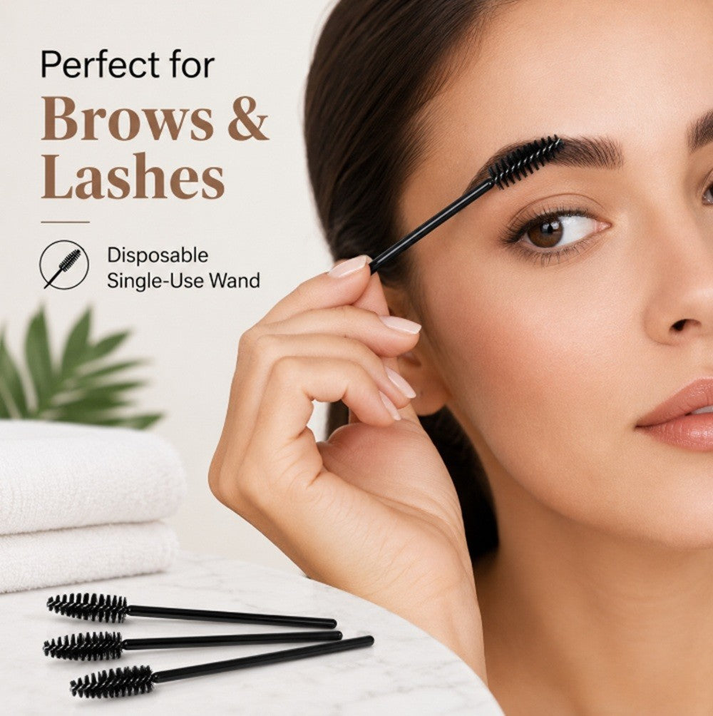 Disposable Mascara Wands Set - 100 Pcs Eyelash & Brow Applicators