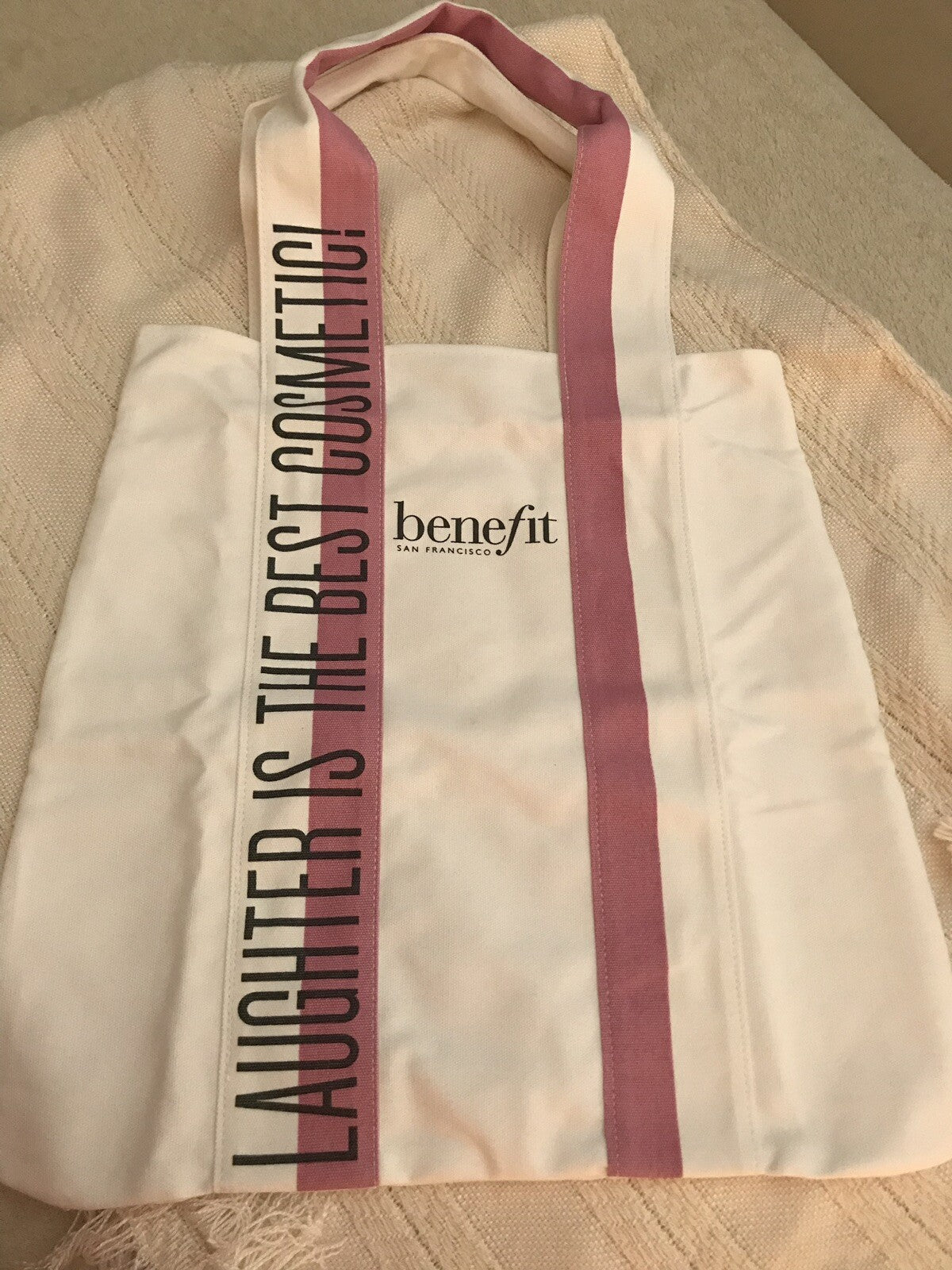 Laughter Is the Best Cosmetic Canvas Tote Bag with Pins - Benefit