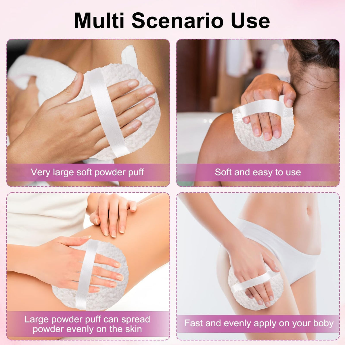 Reversible Body Powder Puff with Storage Case - Extra Large Soft Sponge