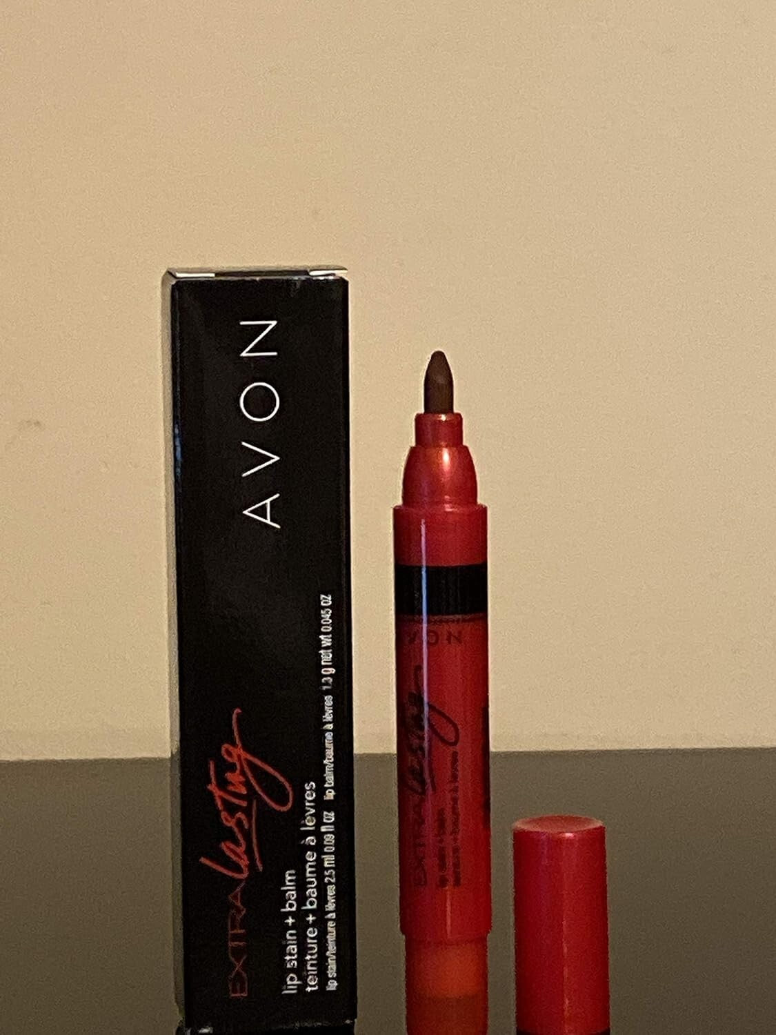 Avon Extra Lasting Lip Stain & Balm Ready Red D301 - Long Wear Lip Color