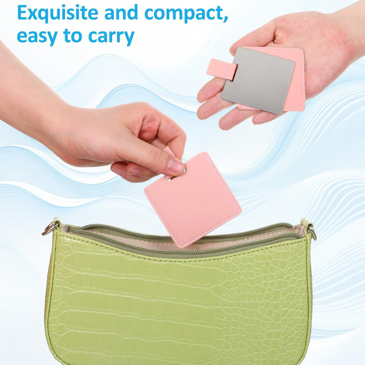 3 Pack Portable Folding Pocket Mirrors - Small Compact Stainless Steel Travel Makeup Mirrors with Protective Covers
