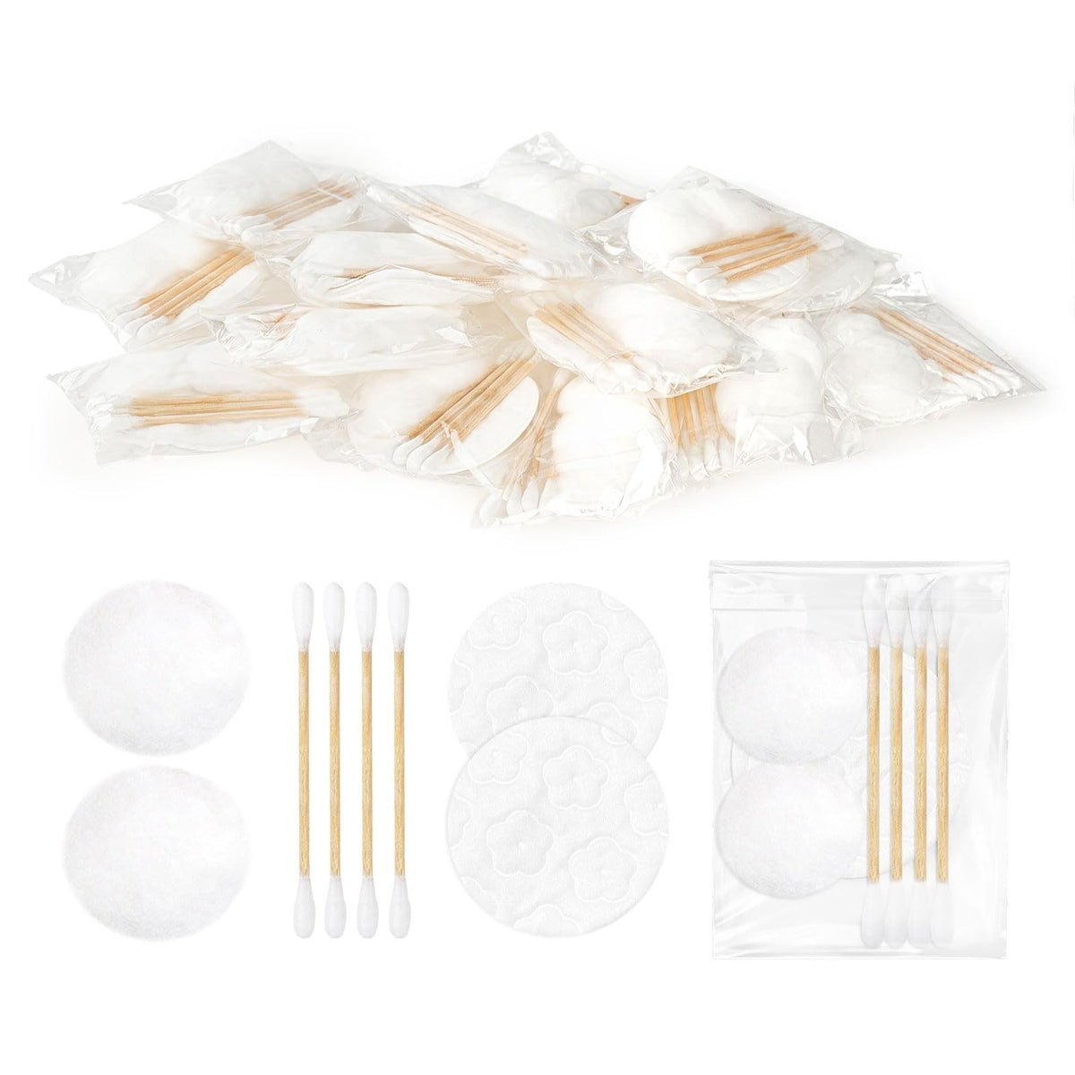 Travel Cotton Swabs Set - Portable Vanity Kit Pack of 60, White