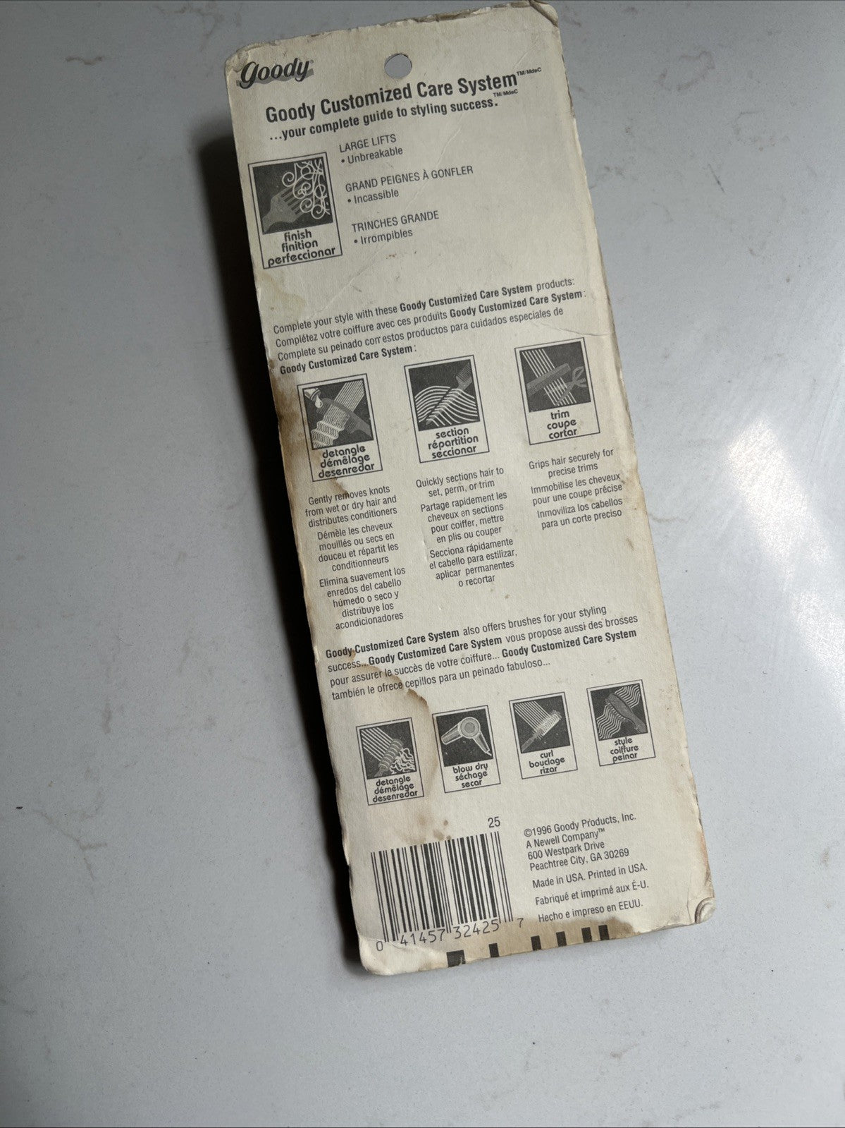 Vintage 1996 Goody Unbreakable Plastic Hair Lift Comb Pick Made in USA