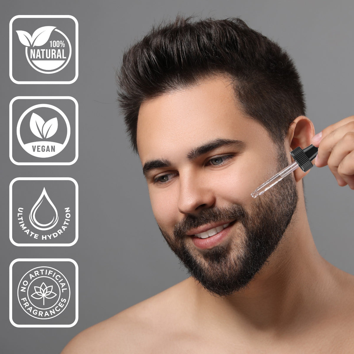 Unscented Beard Oil for Men - Hair Growth Serum & Facial Grooming 1 oz